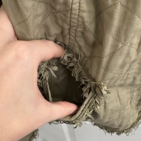 Ermanno Scervino Olive Quilted Button Up Blazer with Fringe Size 42 (US Small) - Picture 4 of 12